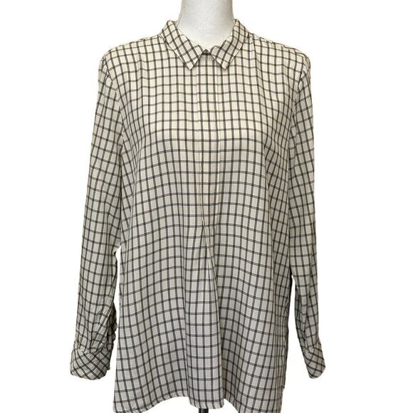 J. Jill white/black windowpane check tunic, large petite, office, classic - Picture 1 of 6